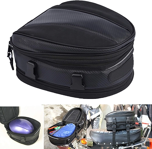 Mochila de motocicleta à prova d 'água Mochila de sela Motocicleta Mochila à prova d'água Bolsas de bagagem expansível Mochila PU 7,5L-10L Capacidade para ajuste universal