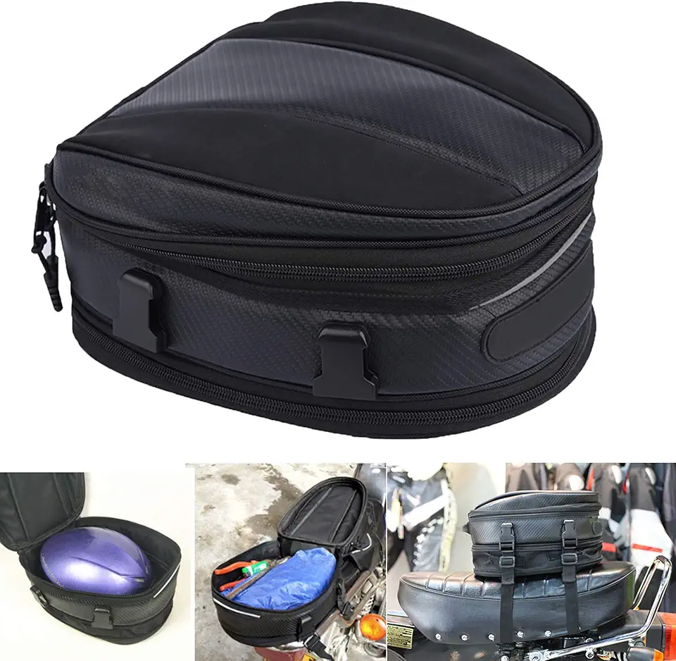 Mochila de motocicleta à prova d 'água Mochila de sela Motocicleta Mochila à prova d'água Bolsas de bagagem expansível Mochila PU 7,5L-10L Capacidade para ajuste universal