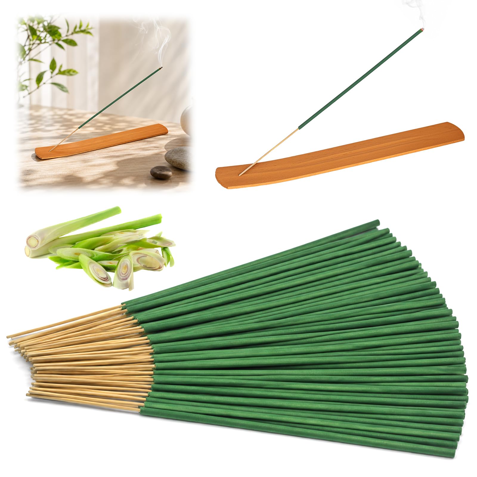 120 Citronella Incense Sticks, Lemongrass Repellent Sticks With Wooden Stick Holder, Premium Incense Sticks for Room, Terrace, Picnics, Camping, Meditation, Space Cleansing, Relaxation