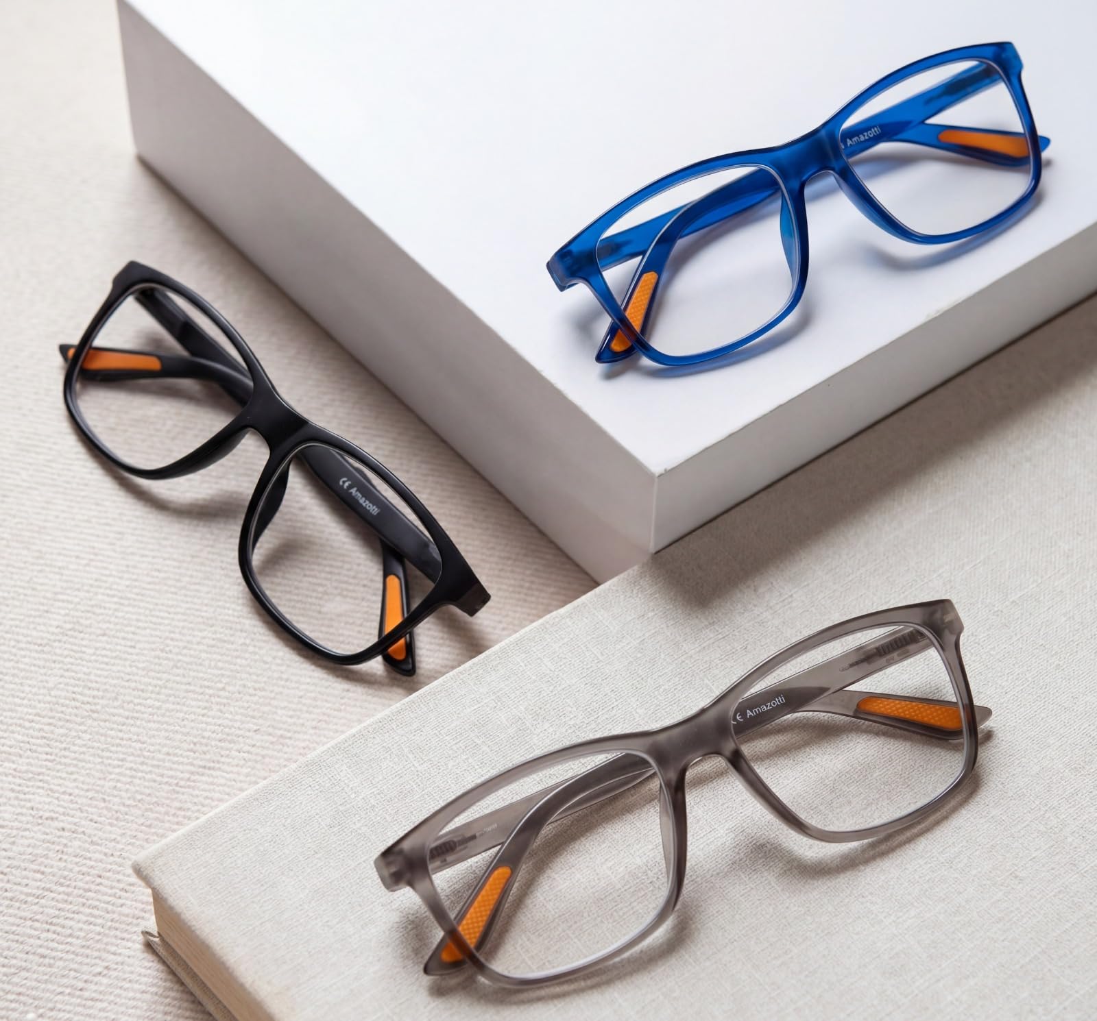Brille mit Sehstärke - Lesebrille Damen und Herren, Lesebrillen mit Anti-Rutsch-Pads, Inkl. Etui und Optiktuch, Leichtes flexibles Design