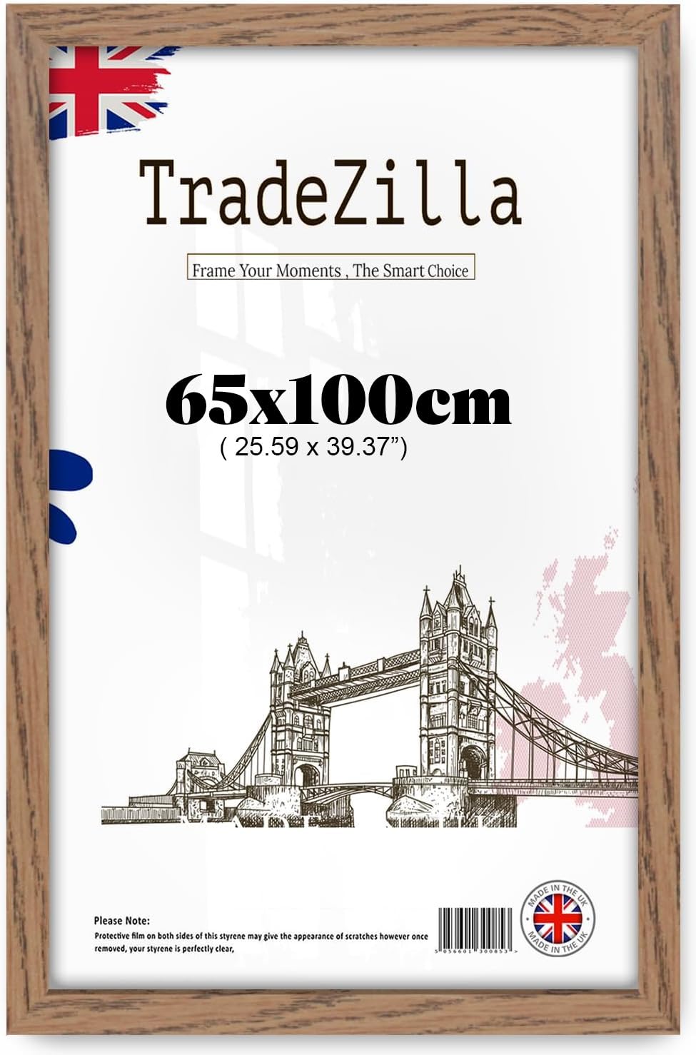 Tradezilla Dark Oak Eton Wood Finish Mdf Poster Frame 65X100 Cm | Modern Picture Frame For Home, Gallery & Office Wall Décor - (Dark Oak)