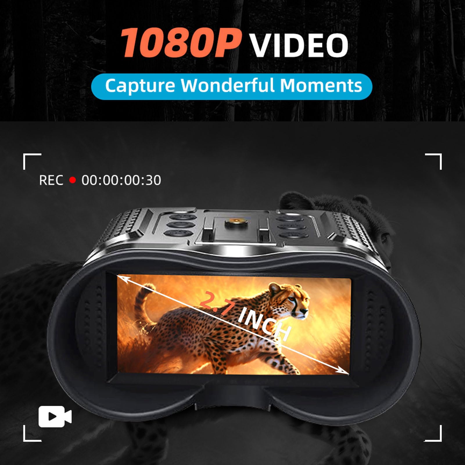 Head Mounted Night Vision Goggles - Rechargeable, 1312ft Range, 8x Zoom, Includes 32GB SD Card