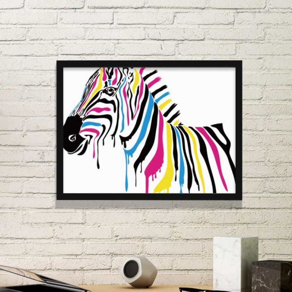 Peintures accueil zèbre multicolore DIYthinker petit cadre noir