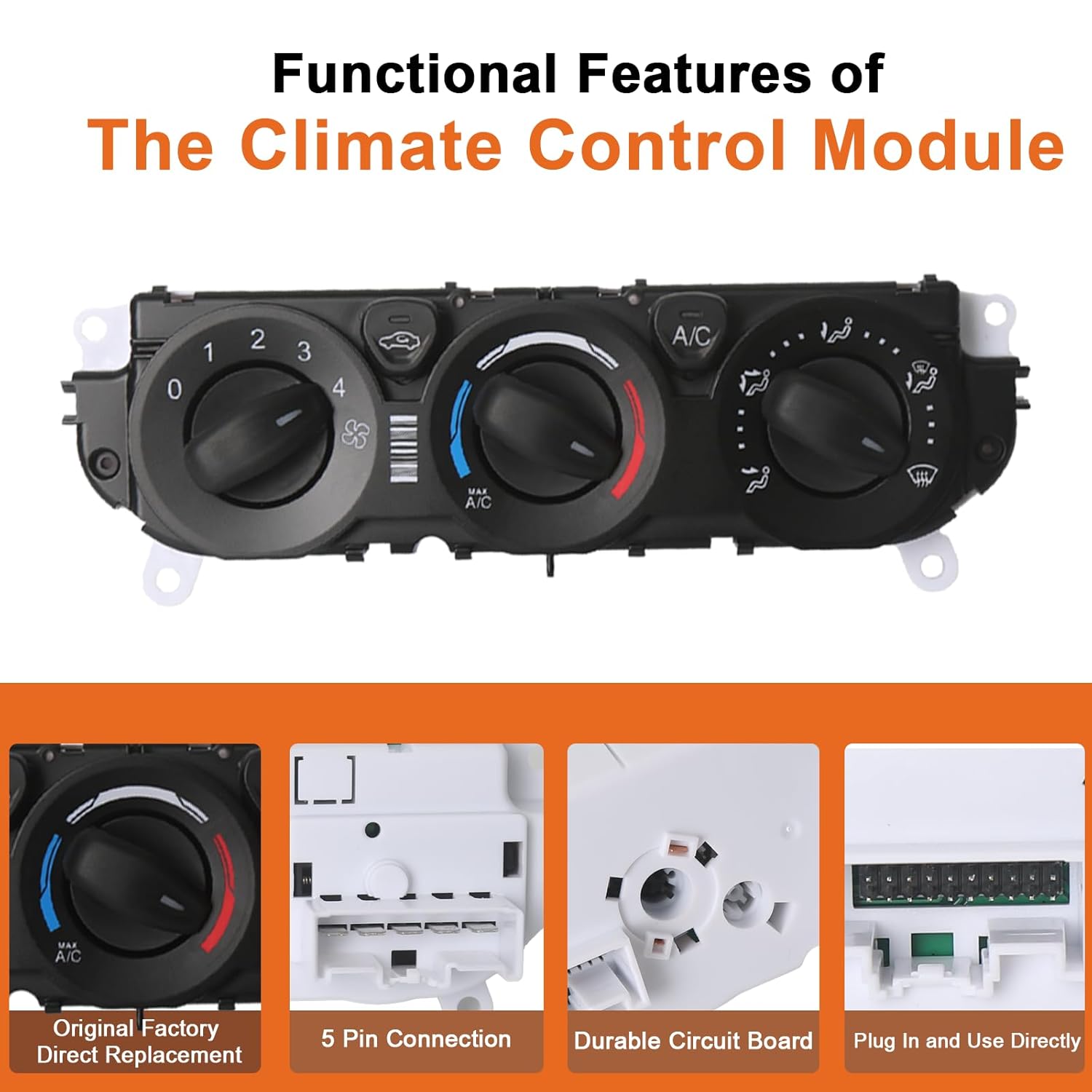 BK2T-19980-DG Climate Control Module Air Conditioner Control Switch Unit Fit for Ford Transit 150 250 350 2014-2025 A/C Heater Regulator Module HVAC Control Switch BK2T-18549-AG CK4T-19980-AE