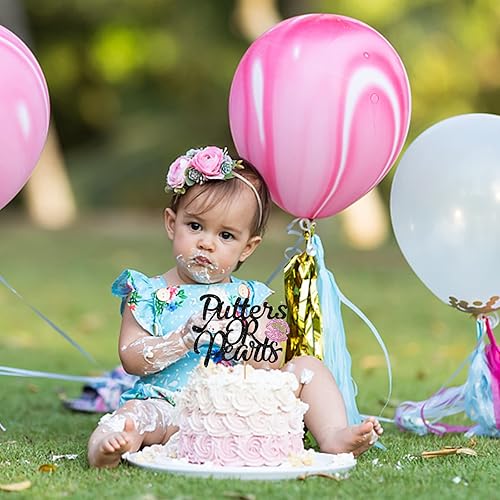 Miniatura 4 de Putters or Pearls - Decoración para tartas, letrero de golf, revelación de género, decoración de pastel de baby shower, decoración de suministros de
