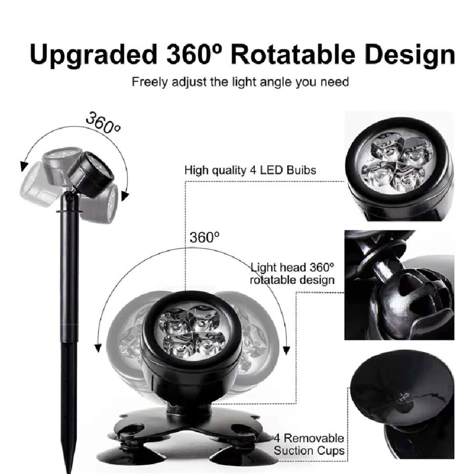 Luz para Piscina Fotos de cambio de color, 1 LED de 2 V Luces de la fuente submarina luces de estanque impermeables focos sumergibles for el agua multicolor Dimmable for jardín de jardín césped Luces