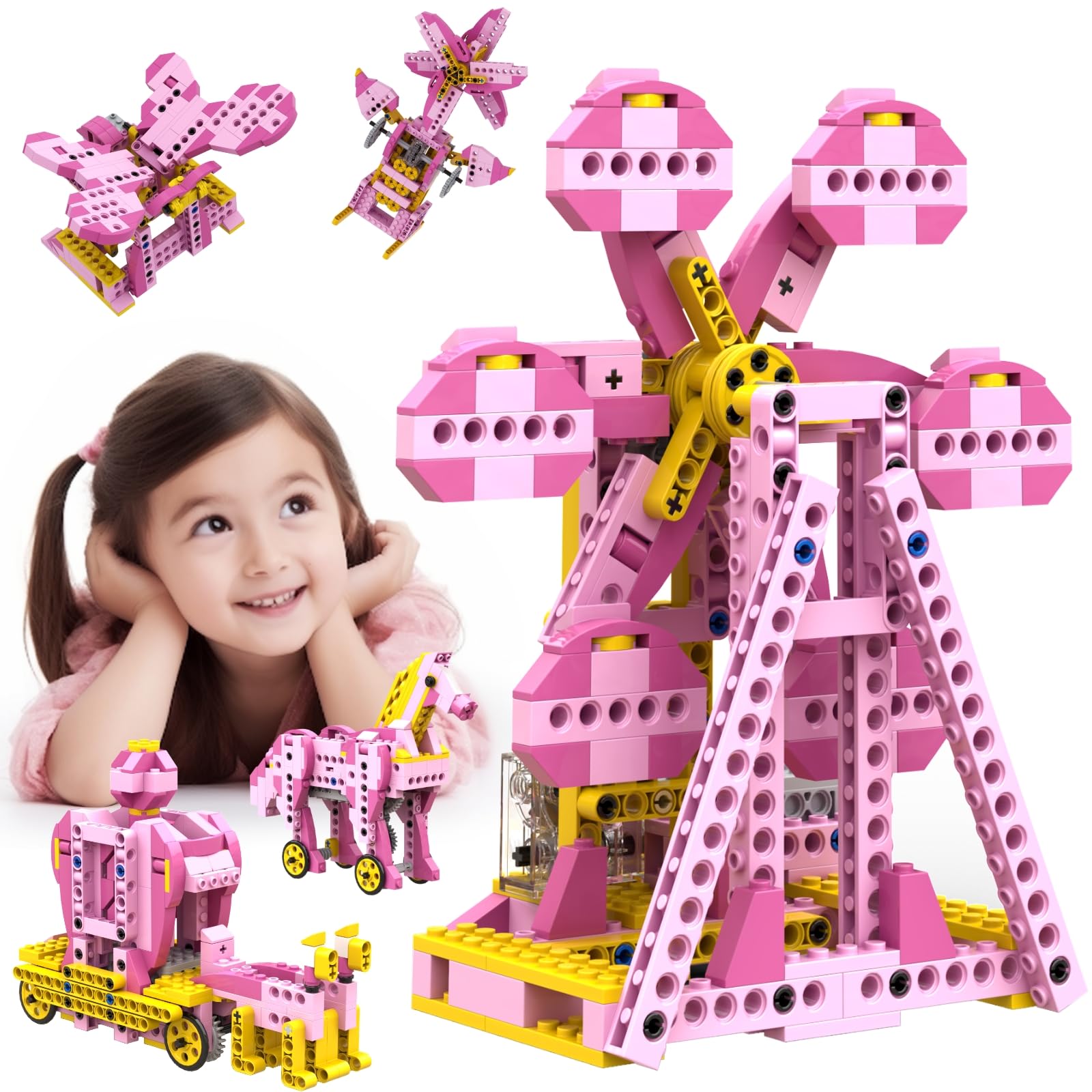Apitor Robot G STEM Kits for 6-7 Year Old Girl, 8 in 1 Electric Building Toys for Kids 6-8 8-10, DIY Educational Construction Science Kit for Girls 6-