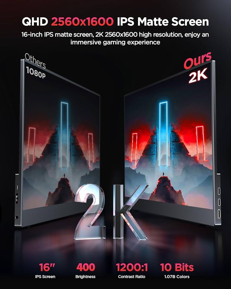Amazon.com: UPERFECT 2K 120Hz Portable Gaming Monitor, 16
