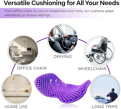 Miniatura 7 de Hugaboom, Cojín de asiento de gel extra grande con funda antideslizante, para silla de oficina, automóviles, Tesla Cybertruck, diseño suave y