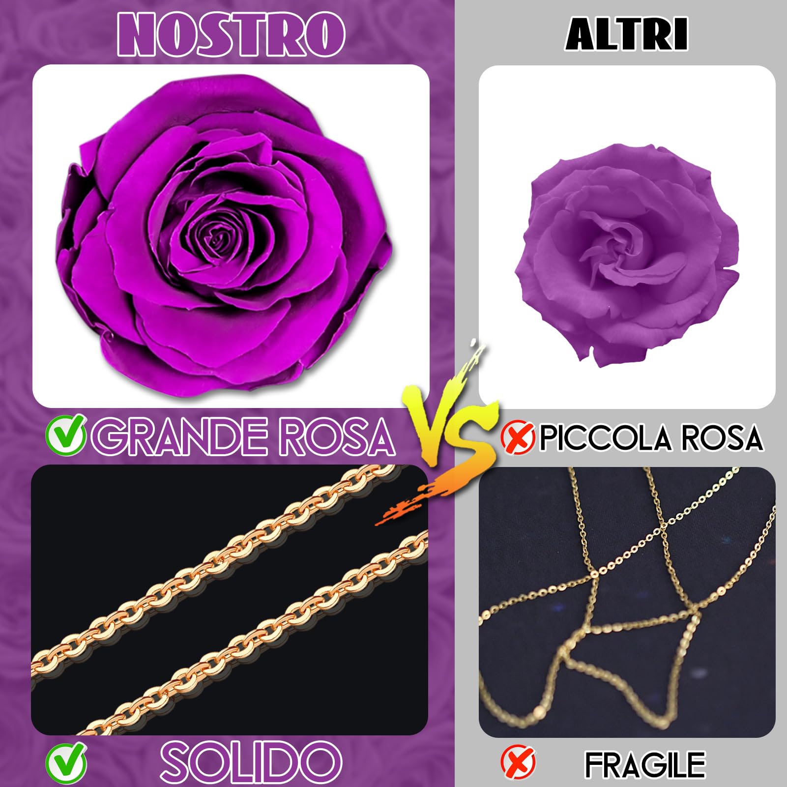 Mikasol Rosa Eterna In Scatola Portagioie Viola Con Collana - Regalo Romantico Fatto A Mano Per Lei - 2