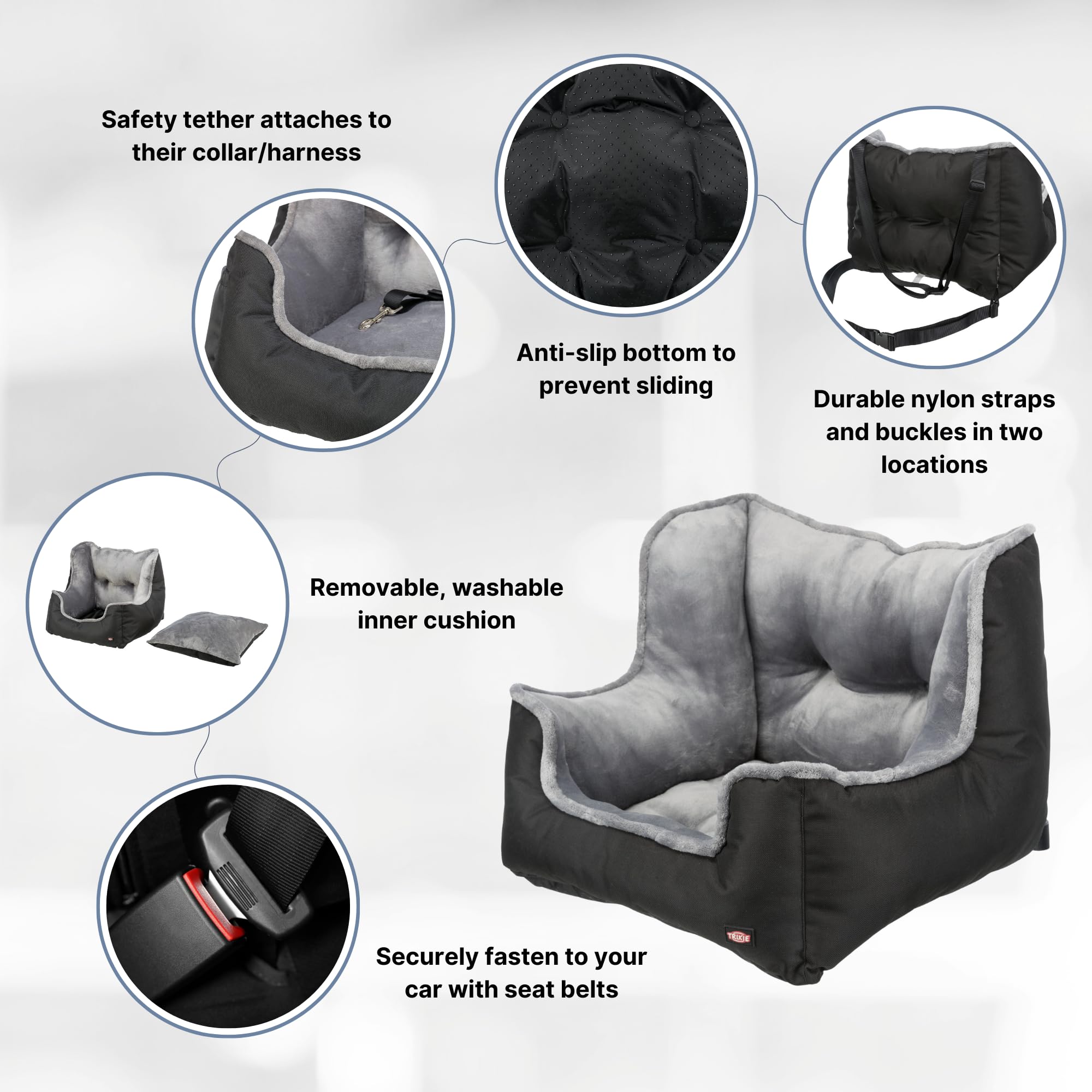 TRIXIE Siege d'auto pour animaux de compagnie Noir 50x40x50 cm