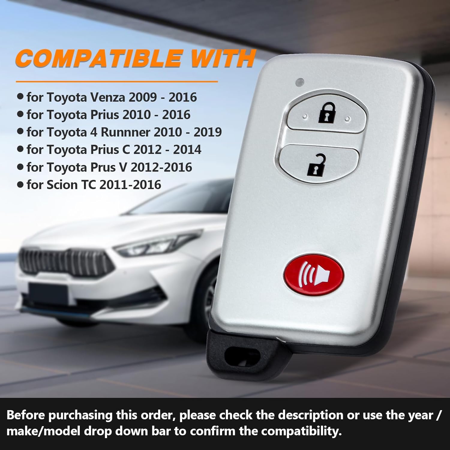 Yewong Car Key Fob Remote Keyless Entry Control for Toyota 4Runner 2010-2019 Prius 2010-2016 Venza 2009-2016 FCCID:HYQ14ACX 271451-5290 Board 3 Button