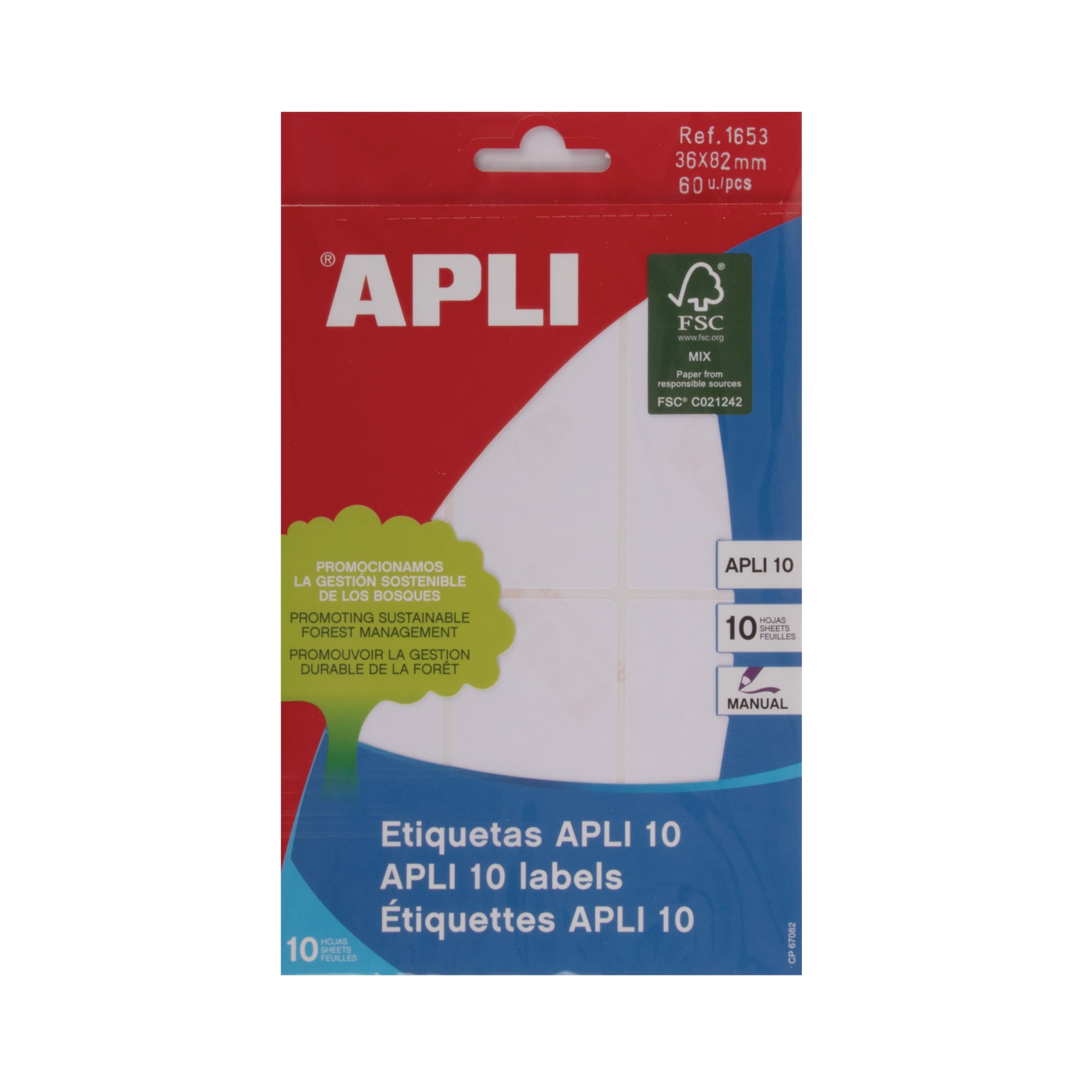 Apli 36 x 82 mm Labels (Pack of 10 Pages)