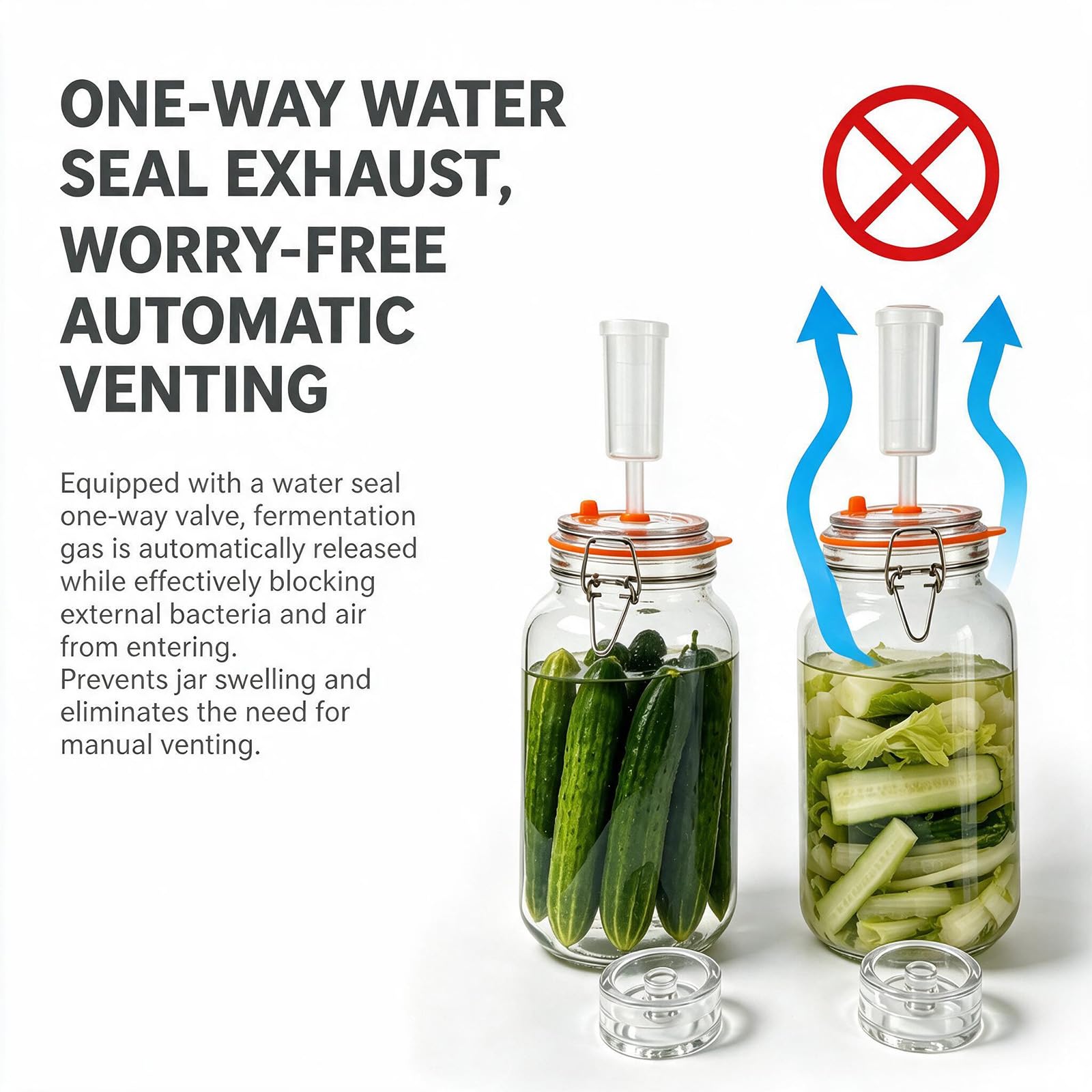 FARYODI Barattoli per fermentazione da 2 l, confezione da 2 pezzi, con fermentazione e peso, per crauti, kimchi, kombucha e sottaceti (1,8 l)