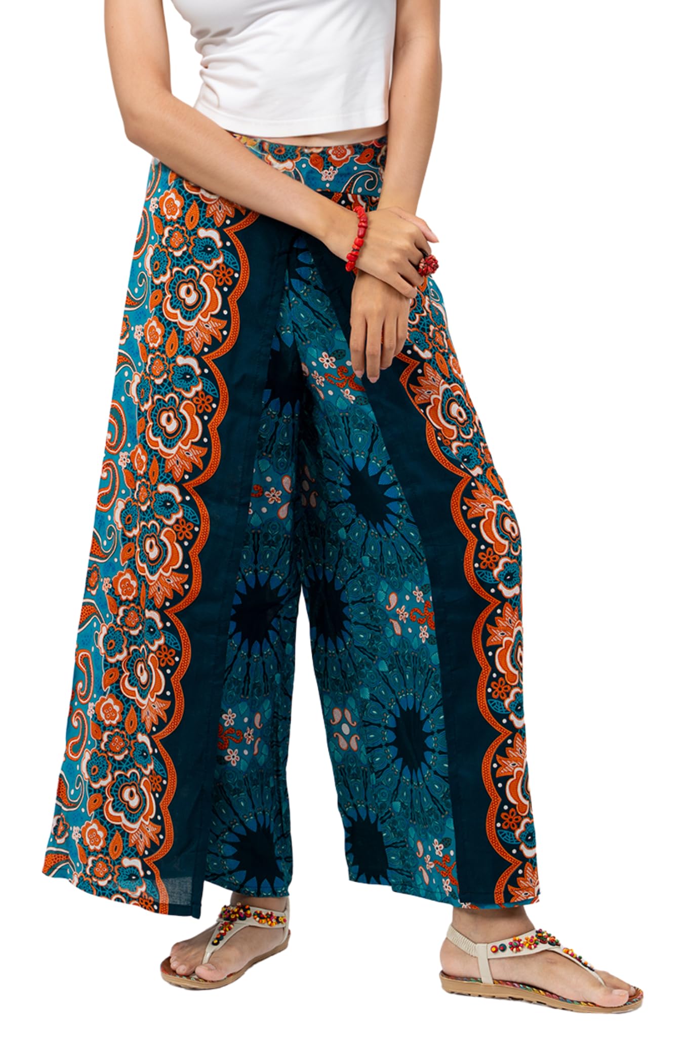 YOUR COZY Harem Pants Yoga for Women Palazzo Beach Wear Wide Leg Boho Hippie Bohemian Aladdin Genie S Turquoise Peacock Tail