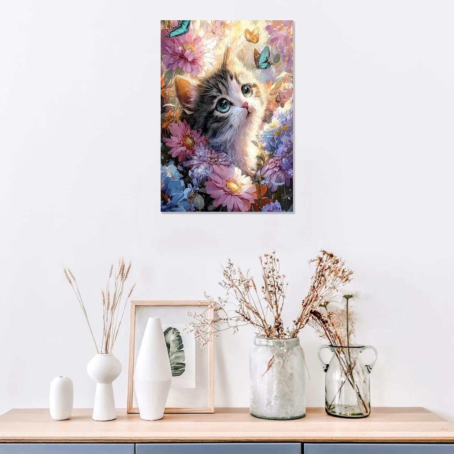 Great Jigsaw Puzzles for Adults 300 Pieces Cute Kitten Playing in The Garden Puzzles for Adults Toys Gift Family Decoration Kids Puzzle