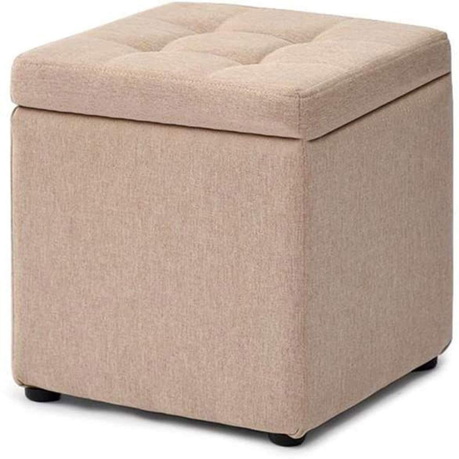 Footrest mode tissu stockage beige : petit banc à chaussures et tabouret de maison compact