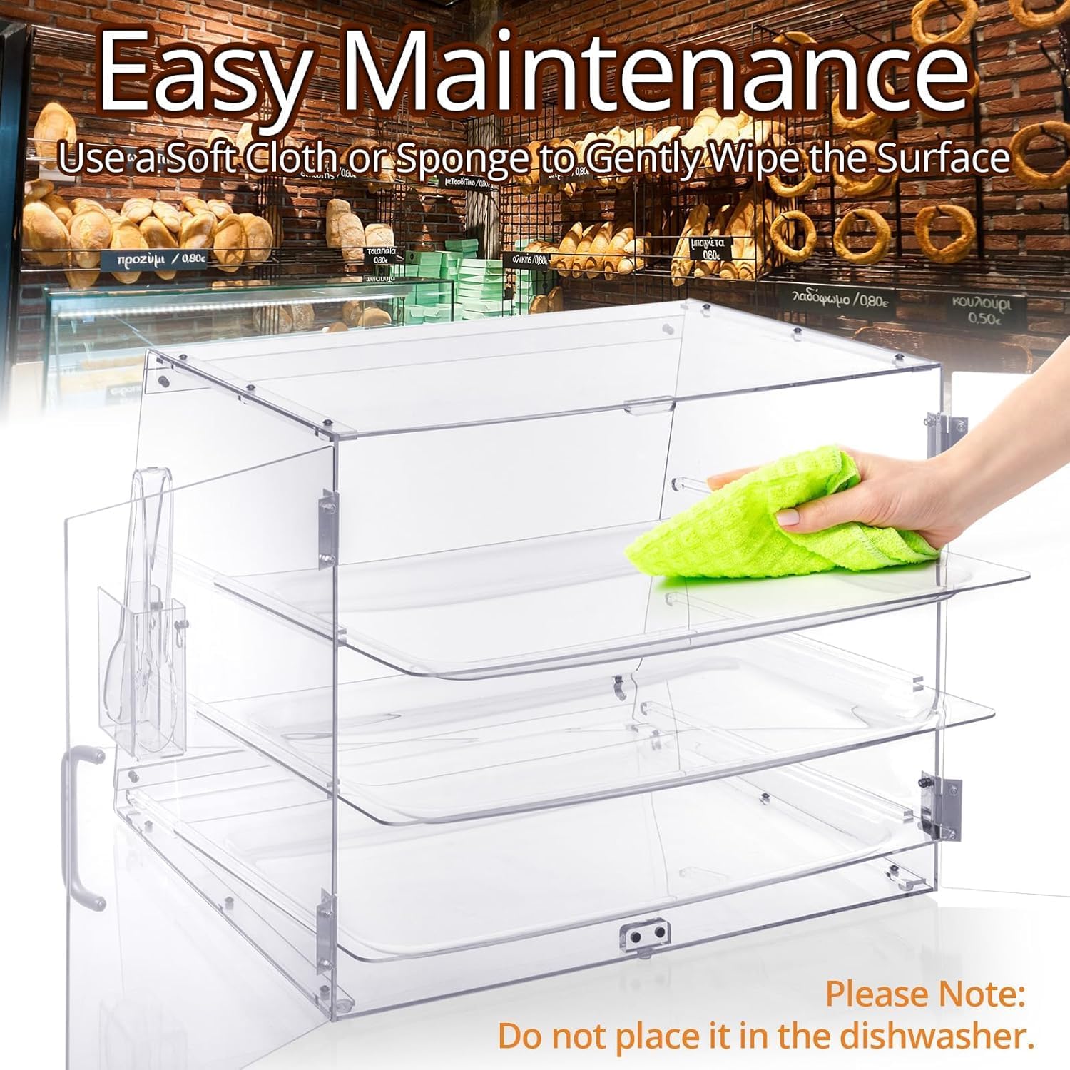 Countertop Bakery Display, 3-Tray Bakery Display Case Acrylic Clear Boxes for Baking Enthusiasts,Suitable for Bread Pastry Desserts Food Cookie, 22.25x17.72x15.75Inch
