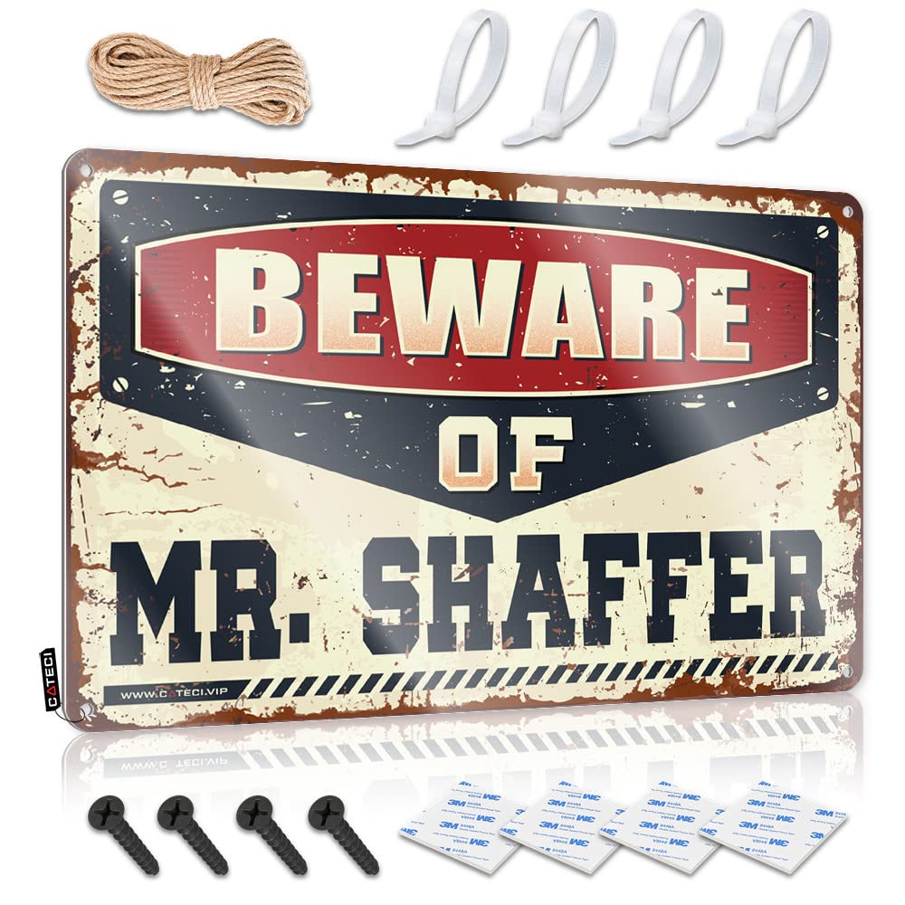 Bar Funny Signs Beware Of Mr. Shaffer Tin Sign Signs For Bedroom Door Man Cave Tin Sign(20X30CM)