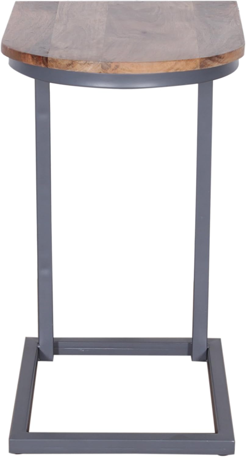 Four Legs Multipurpose Wooden & Metal Grey Round End Table