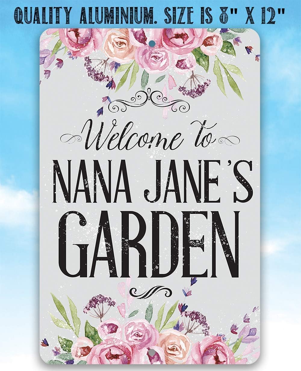 Personalized Welcome Garden Sign - Floral Garden Decor, Plants Decoration and Lawn Yard Garden Display, She Shed Decor and Great Gardeners Gift, 12x18 or 8x12 Indoors or Outdoors Durable Metal Sign