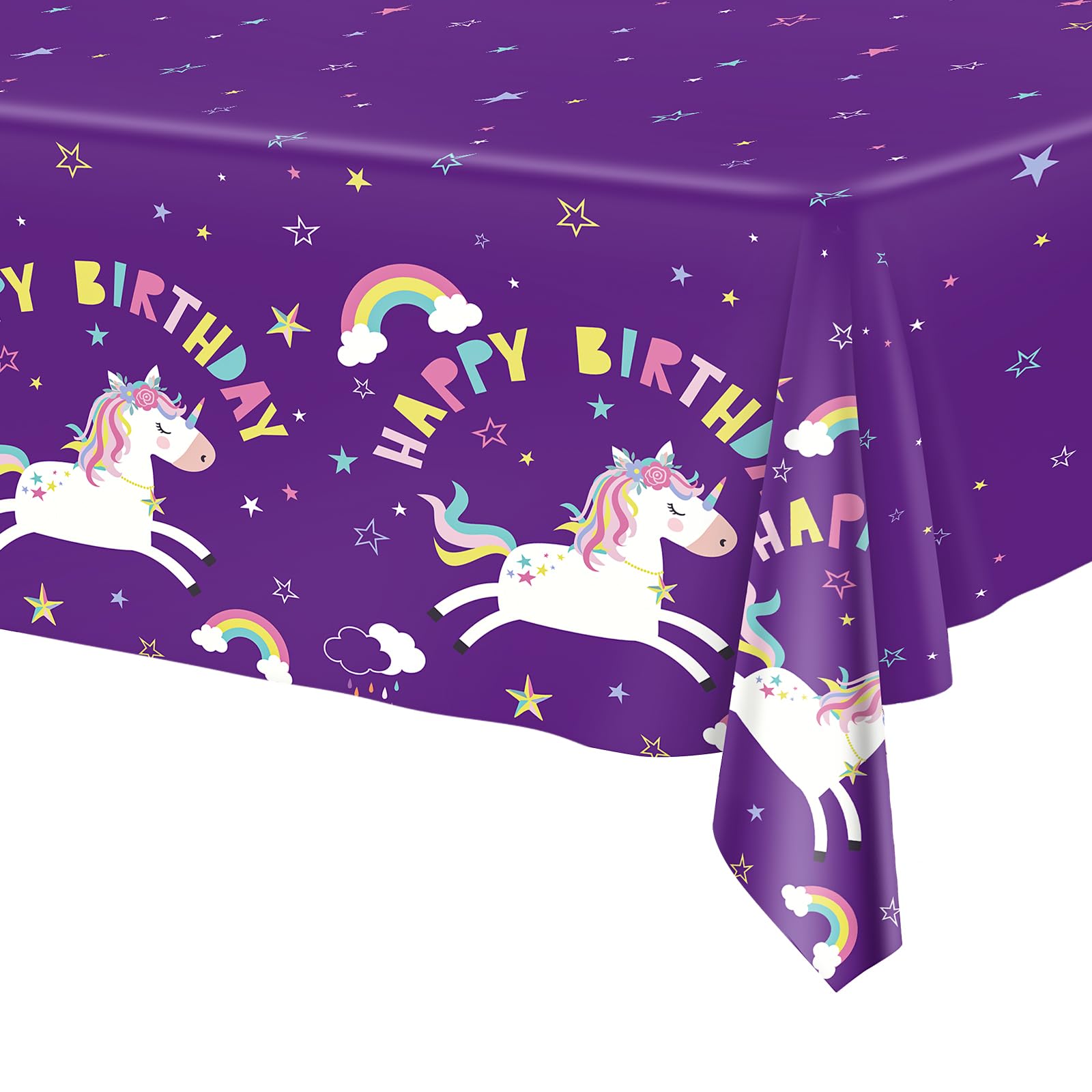 BFB 2 Unicorn Party Tablecloths 274 x 137cm Disposable Birthday Table Covers Purple Decoration