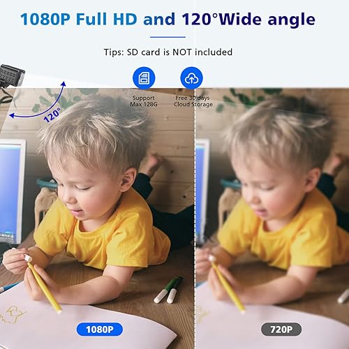 Miniatura 2 de Topiacam Cámara de seguridad inalámbrica mejorada 2023 para interiores, cámara de seguridad portátil WiFi de 2.4G, cámara de seguridad con batería