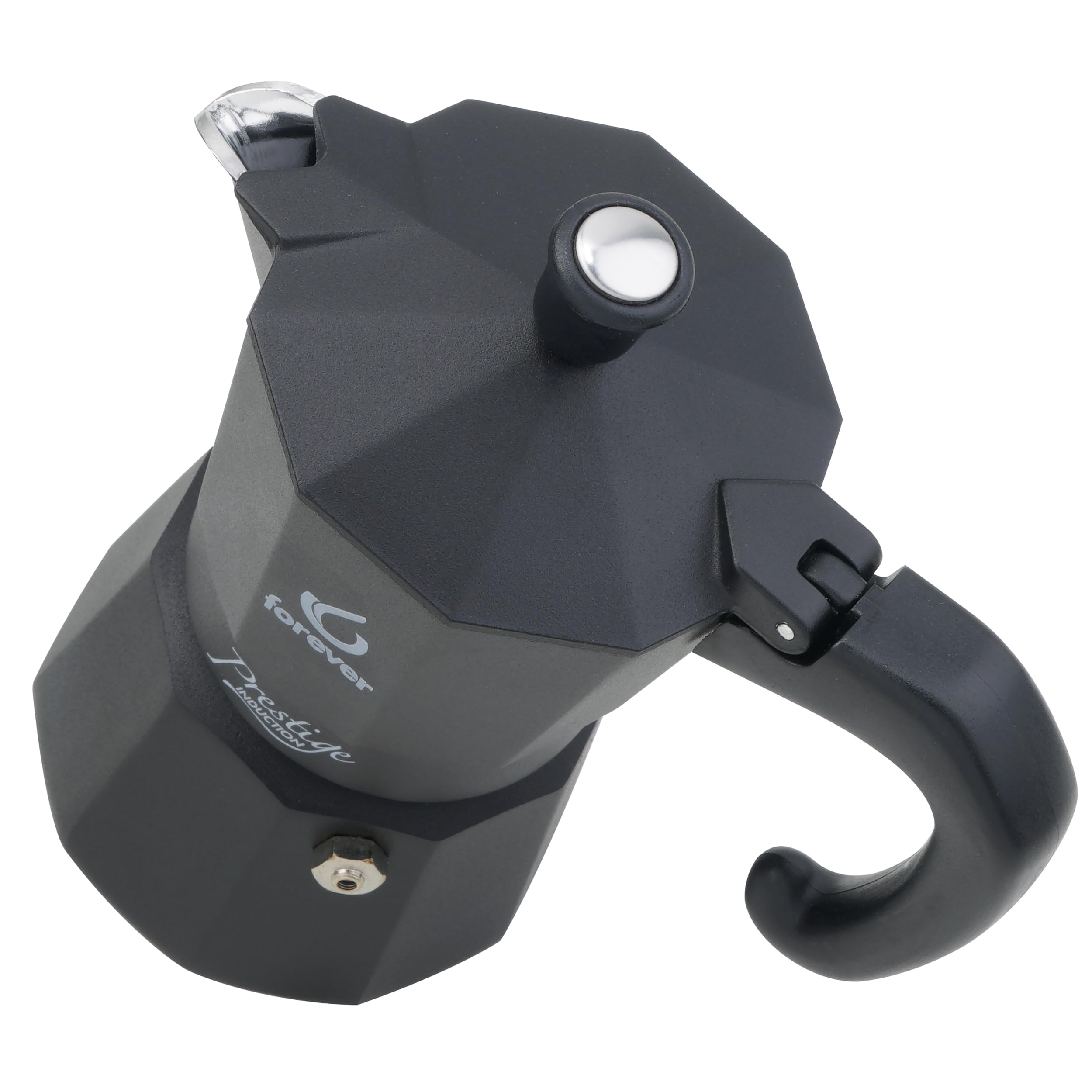 FOREVER Caffettiera Moka per Induzione, Miss Moka Prestige Induction 'All Black', Caffettiera Moka per Casa, Caffettiera Portatile per Viaggio, inclusa Guarnizione in Silicone (2 Tazze)