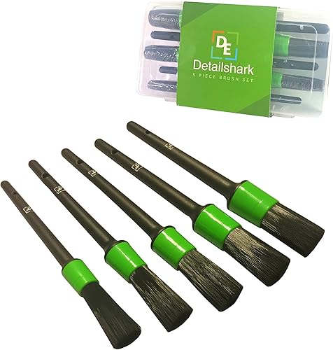 Juego de cepillos para detalles automáticos (5) el mejor kit de cepillos para detalles de automóvil, tuercas de llanta, cuero/rueda, interior,