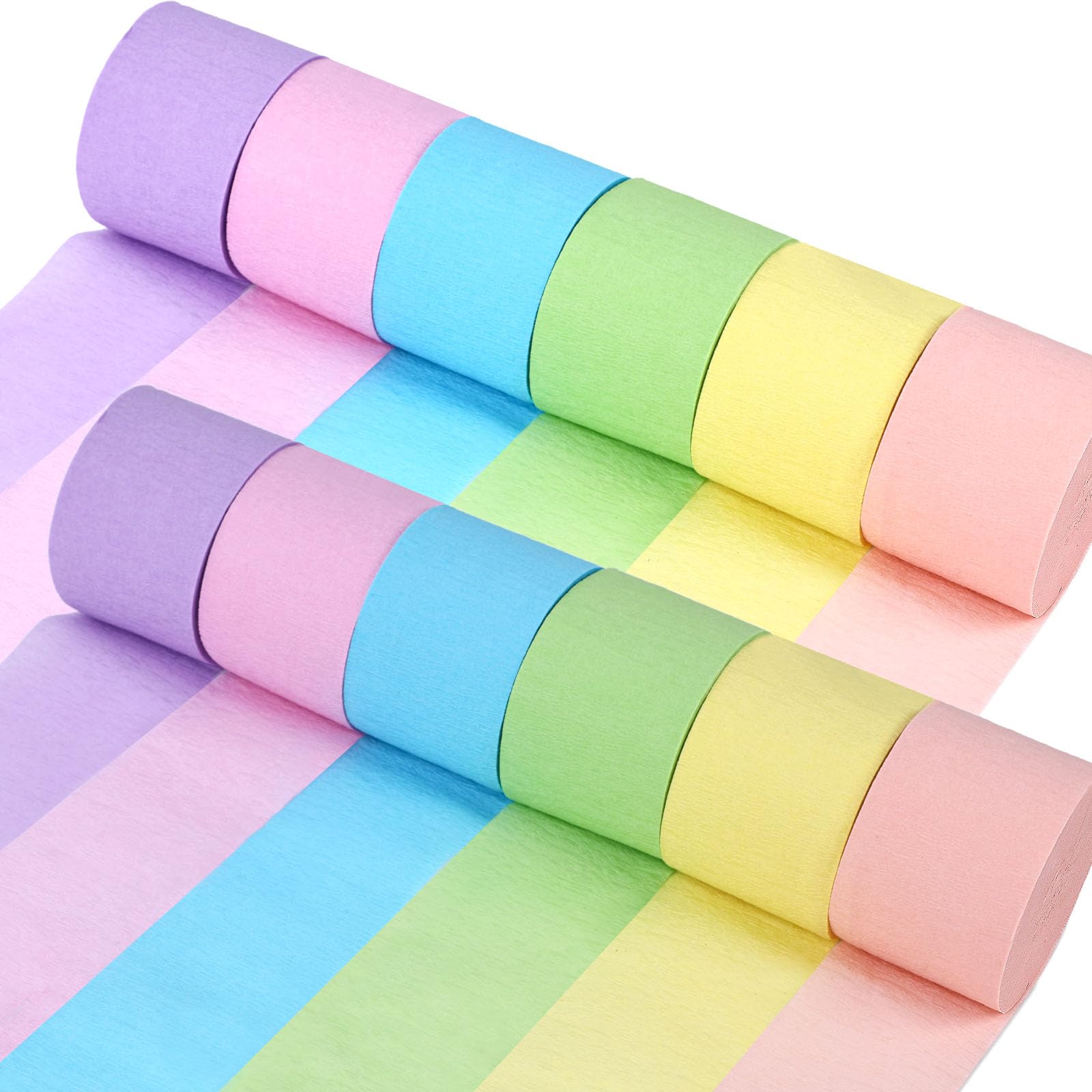 Koogel 12 Rollen pastellfarbene Krepppapier-Luftschlangen, Macaron-Farben für Geburtstagspartys, Hochzeitsdekorationen, 4,6 cm x 2,5 m / Rolle