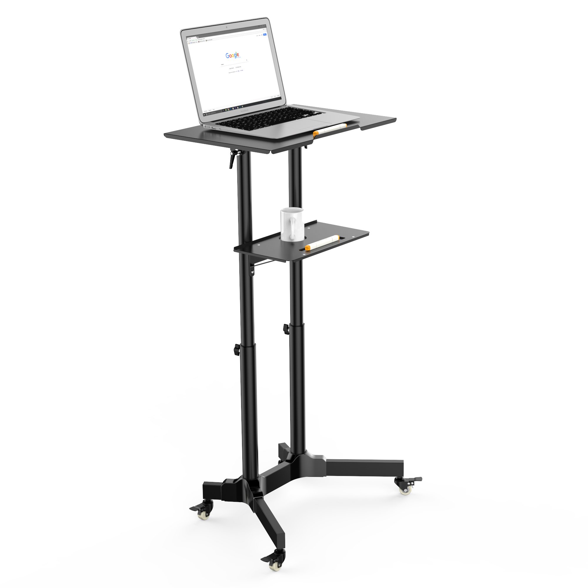 1home Steel Mobile Stand Up Desk Ajustable Laptop Workstation Muti