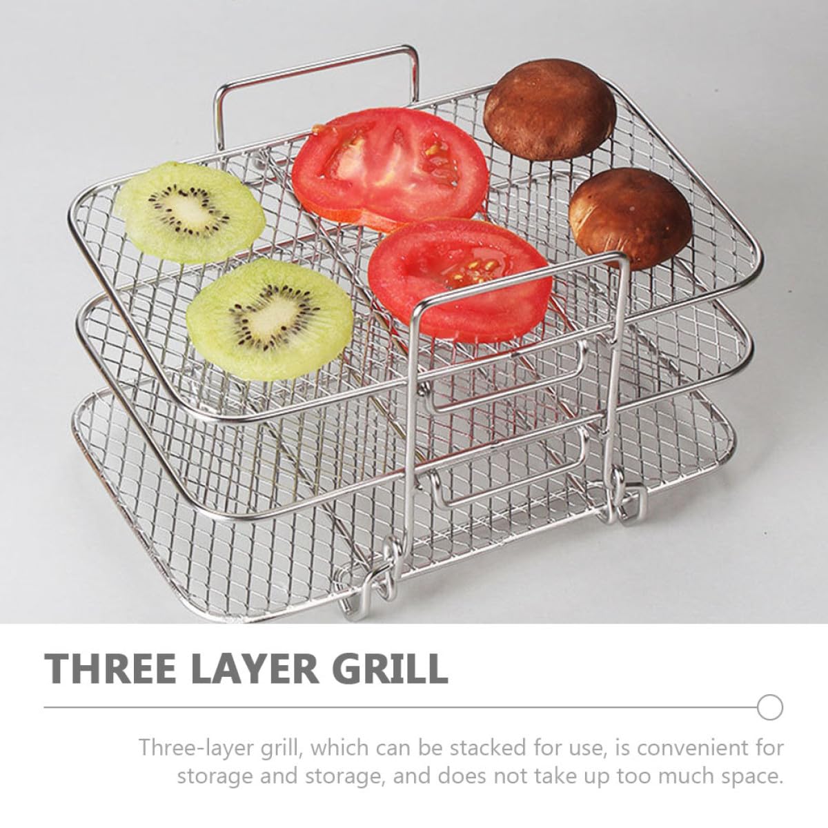 Alipis Rejilla para Freidora de Aire de 3 Niveles Apilables Acero Inoxidable 304 Resistente Accesorio para Horno Eléctrico y Barbacoa Desmontable y Compatible para Cocinar y