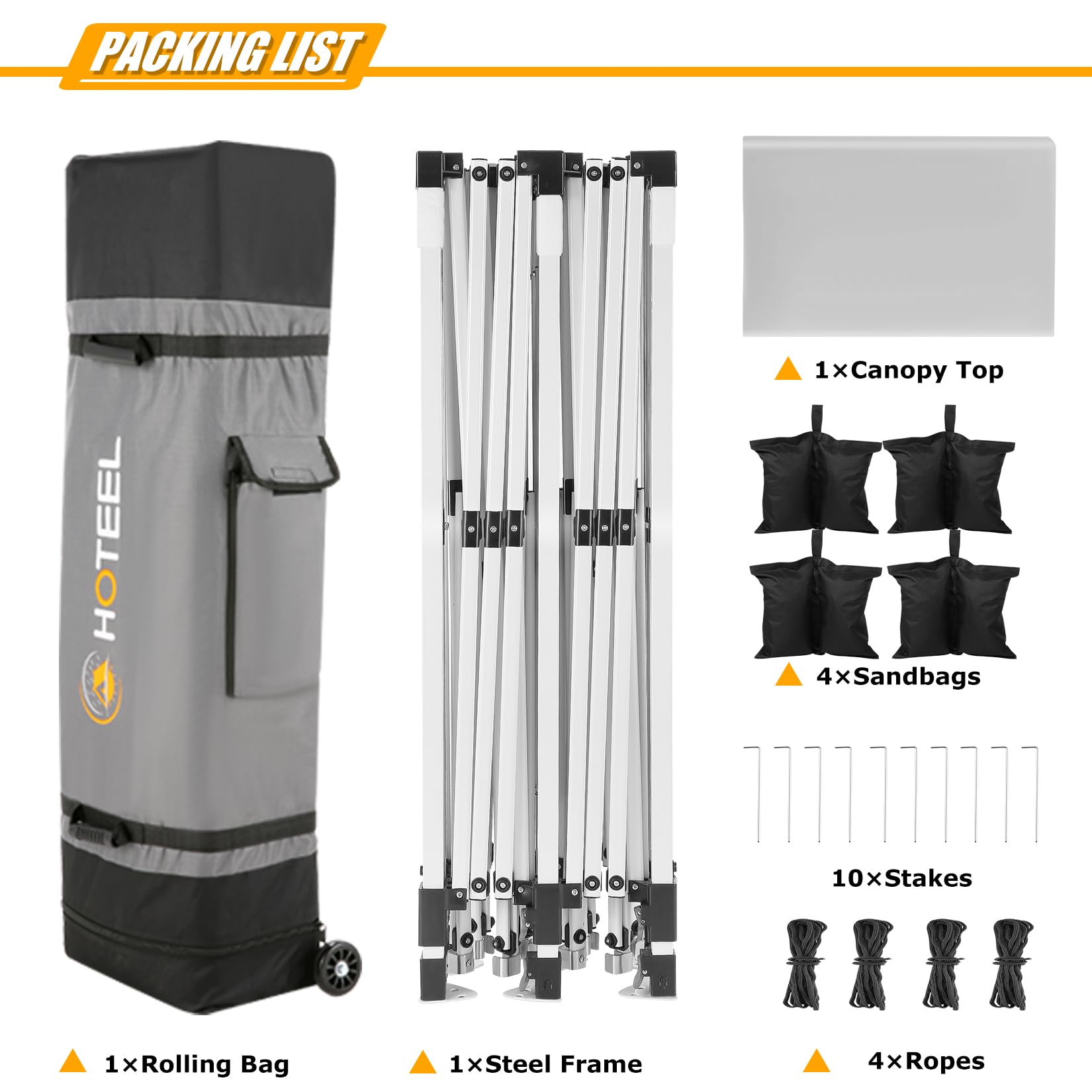 HOTEEL 10x20 Pop Up Canopy Tent for Parties, Easy Setup Canopy Tent for Backyard, Waterproof Outdoor Gazebo for Wedding Event Patio, Outside Instant Vendor Tent with 4 Sandbags & Rolling Bag, White