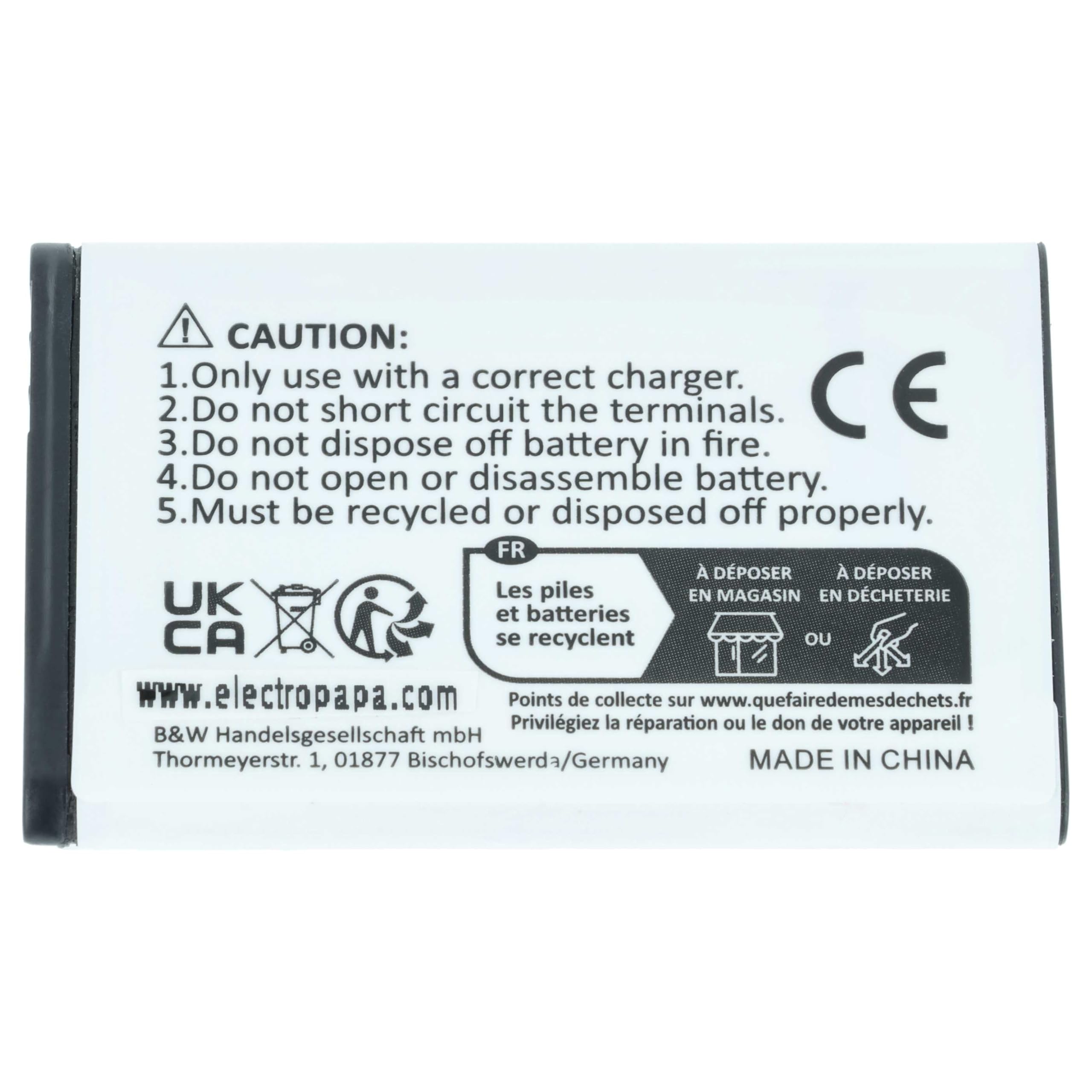 vhbw 10 x bateria kompatybilna z Aligator R5, D730, D830, A500i, A600, A350, A400, A290, A330 (650 mAh, 3,7 V, Li-Ion)