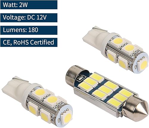 Miniatura 8 de Hooke Road JK Wrangler - Bombillas de cúpula para Jeep JK Wrangler con parte superior blanca brillante para mapas de lectura para Jeep JK Wrangler