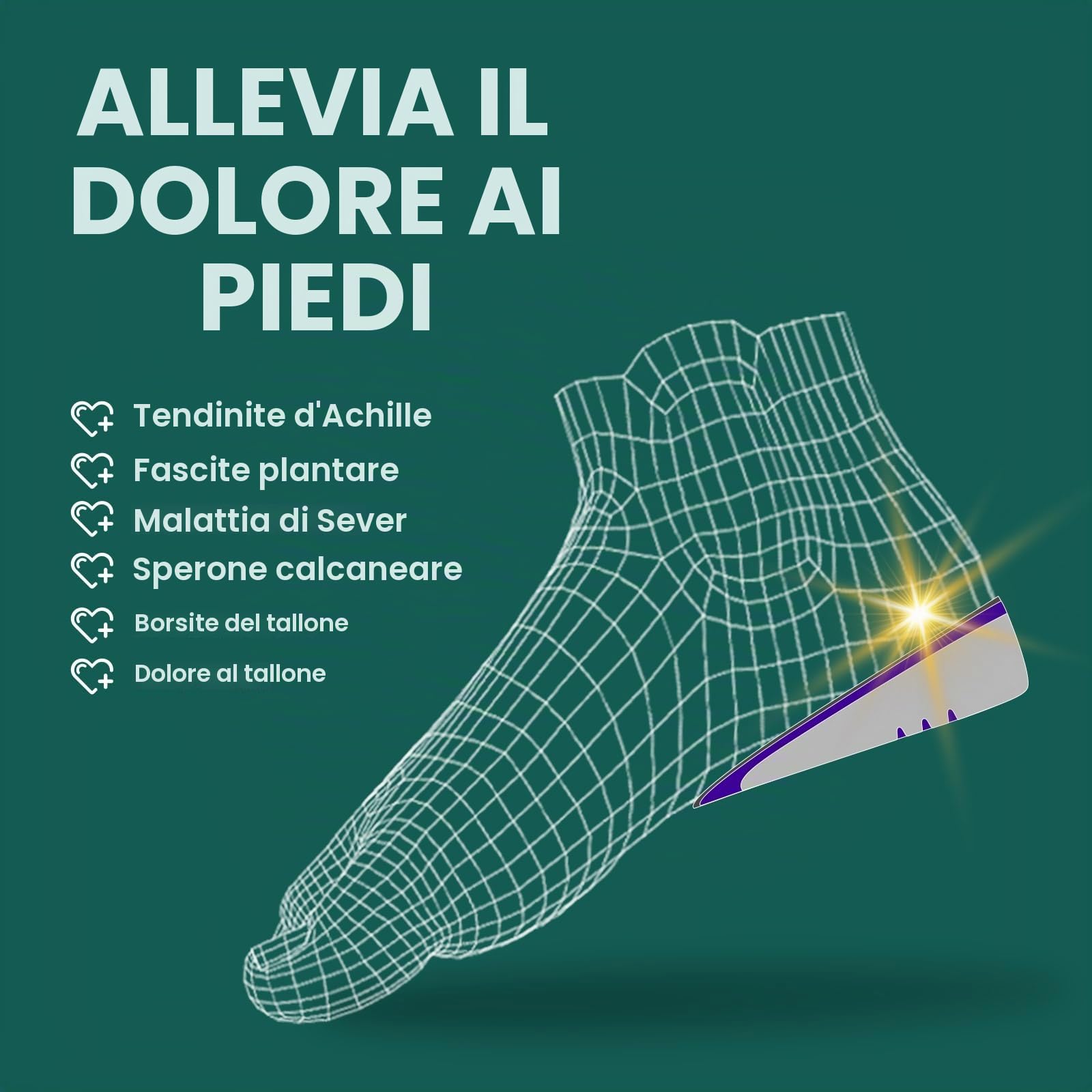 Supporti plantari per tallone per alleviare il dolore, Welnove Cuscini talloni Tendonite d'Achille, Fasciite plantare, Dolore del Tacco, Donne 37,5-41, Uomini 37-39, 0,6 e 1 pollici di altezza, 2 Paia