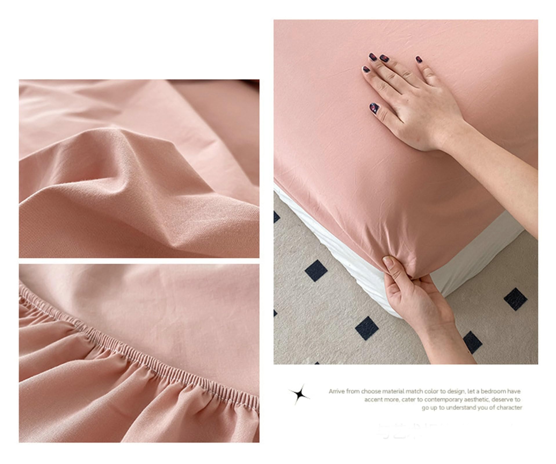 Epinki Lenzuolo Angoli Matrimoniale Cotone 150 x 200 cm, Altezza Materasso Fino a 25 cm, Rosa, Copri Letto Tinta Unita