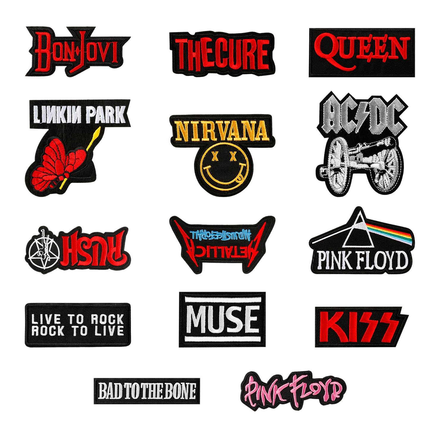 Wellrun 14 Pcs Rock Band Iron on Patches,Sew On Embroidered DIY Patches for Clothing,Jackets,Jeans,Shirts,Bags,Shoes,Applique Repair Patche,Washable,Easy to Apply