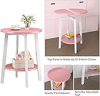 Vista 5 de Side Table, Small Round End Table with Storage Shelf for Small Space, 2-Tier Bedside Table Sofa Couch Table, Round Accent Table Nighstands for