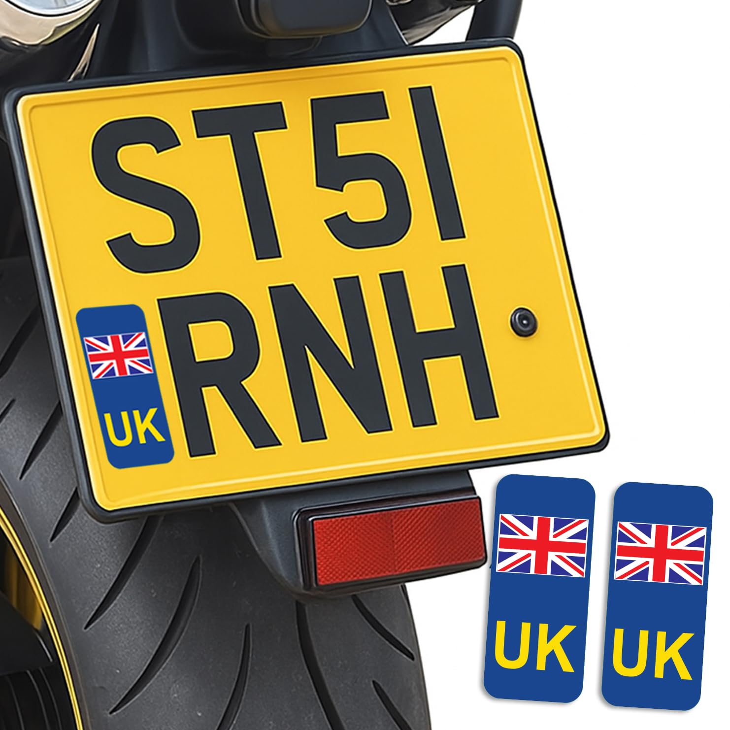 SAFESIGN (2 Pack) UK Motorbike Stickers for Europe GB for Bike UK car Sticker Number Plate Stickers - Vinyl Self-Adhesive - Union Jack Replaces EU Flag Brexit - Water Proof EN ISO 7010:2012