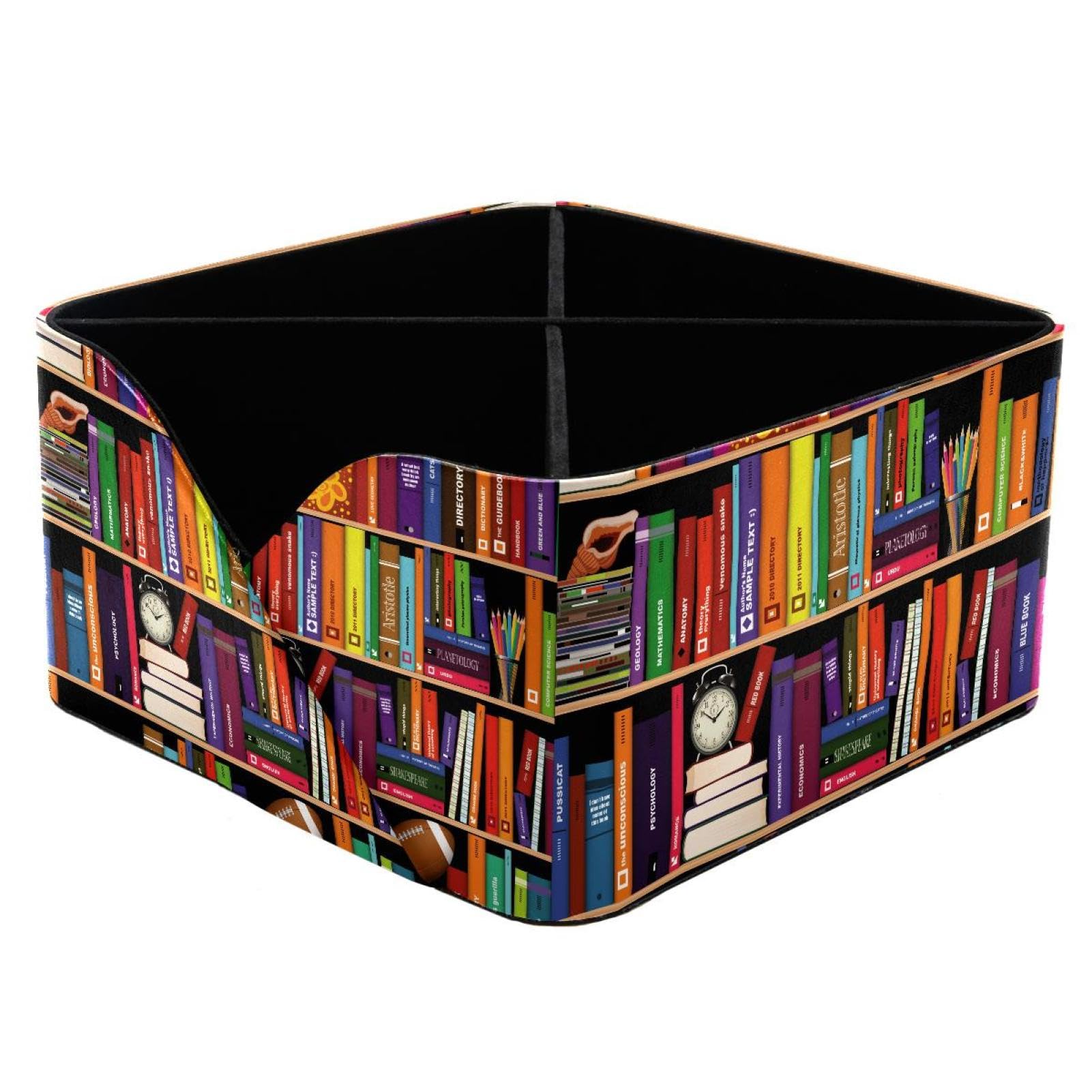 KengjuTesu Bookshelf Desktop Organizer Pen Holder, Rectangular Pencil Cup for Office, Study and Makeup Stations