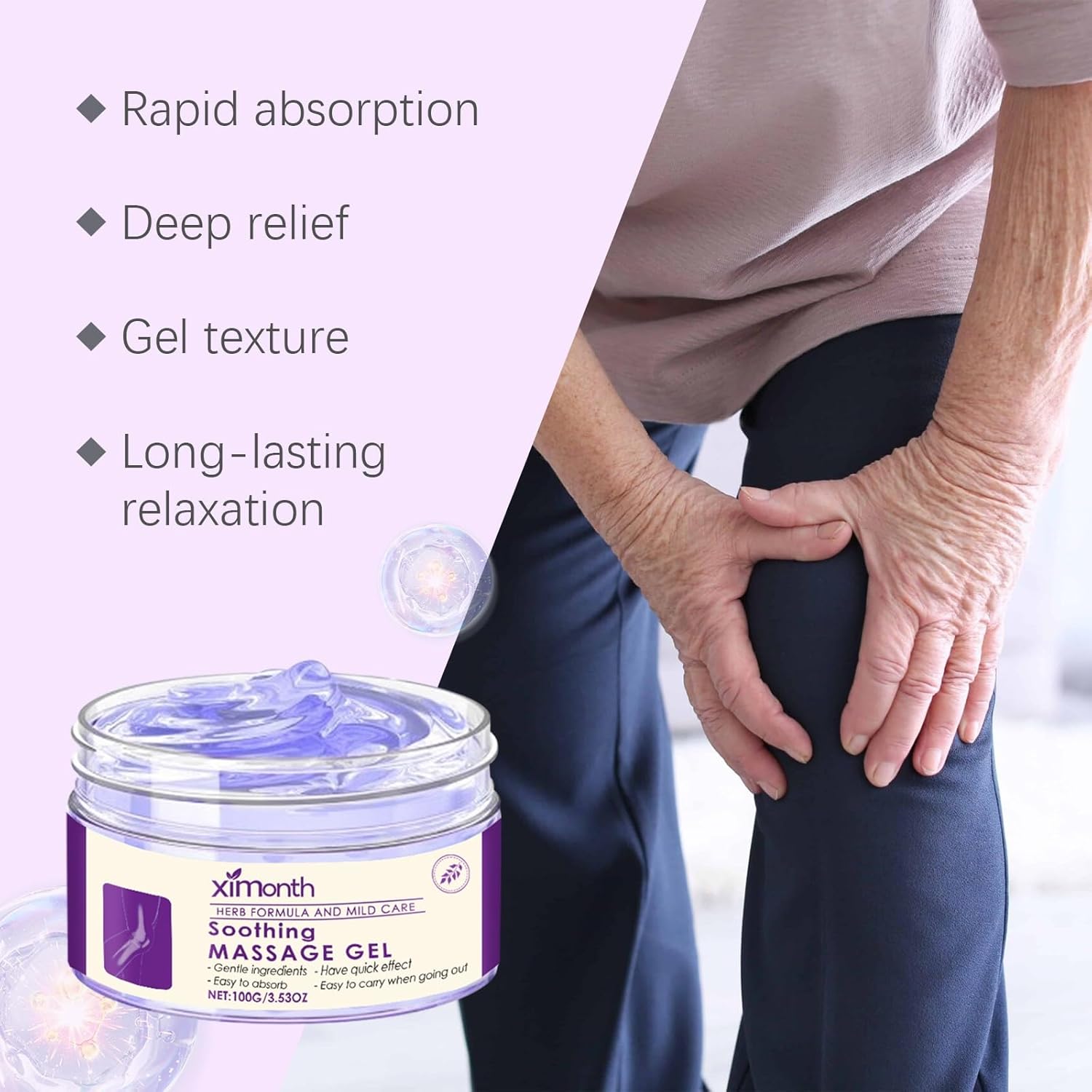 2 Pcs Joint Soothing Massage Purple Gel,Soothes Knees, Lumbar, Neck, Hands,Feet and Joint Activities Throughout The Body Massage Cream. - Image 5