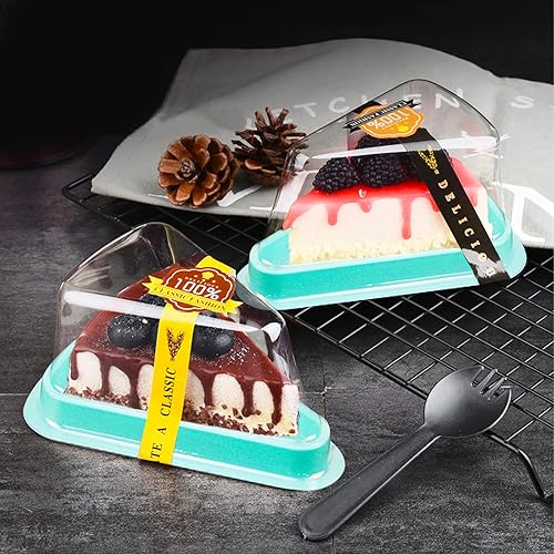 Miniatura 4 de Paquete de 50 recipientes para rebanadas de pastel, recipientes de plástico transparente desechables para tartas de queso, cajas individuales para