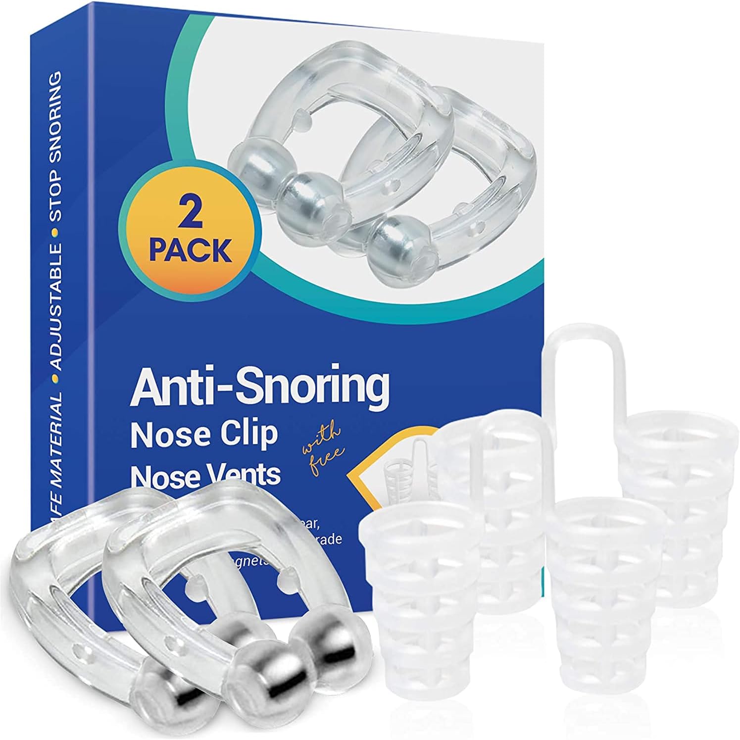 Anti Snore Nose Clip, Anti Snore Nose Devices, Silicone Magnetic Anti Snoring Mini Nose Clips, Wonderful Sleeping Aid for Men and Women, with 2 pcs Nose Vents, Vivostar