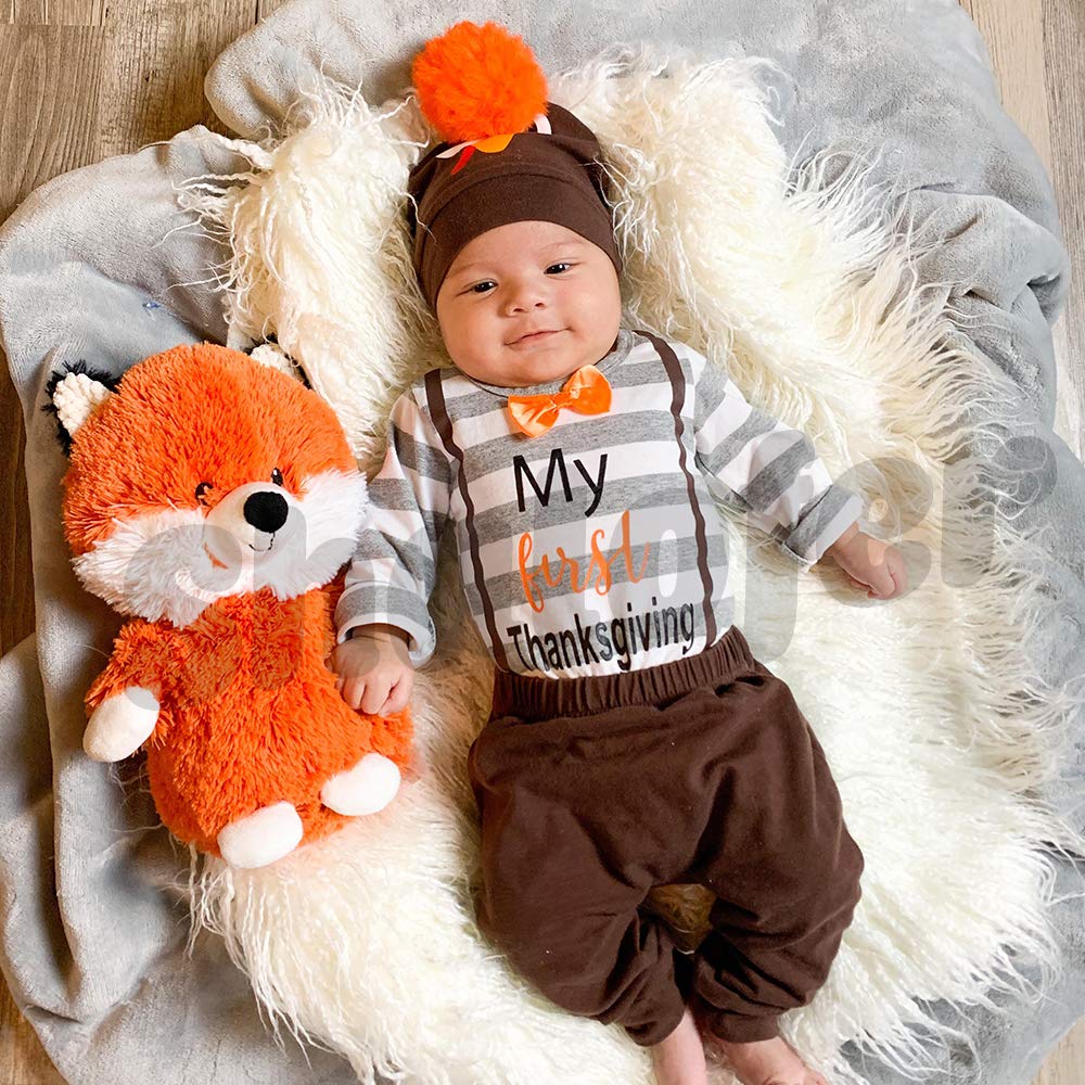 Shalofer Baby Boy My First Thanksgiving Body dla noworodka indyka strój z kapeluszem