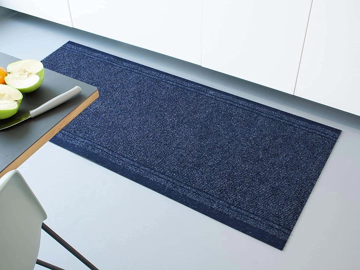 Tappeto Corridoio e Passaggio Malaga, tappeto resistente e antiscivolo, ideale per cucina, ingresso, bagno, larghezza 66 cm, diversi colori e dimensioni (280 cm, blu)
