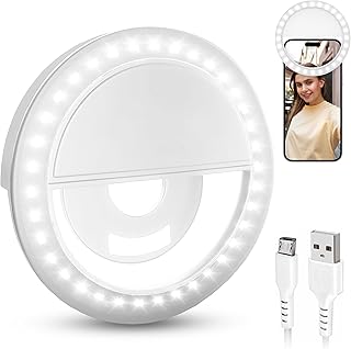 Selfie Light for Phone, Ring Light for Phone [Rechargeable] with 1 Colors & 28 LEDs, Dimmable Phone Selfie Ring Light for ...