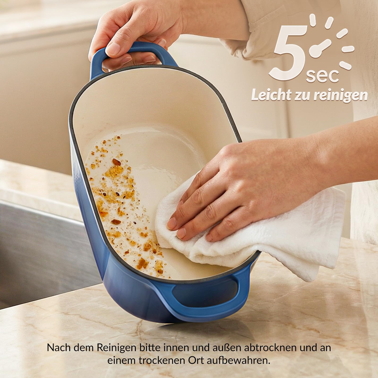Warmiehomy Pentola in ghisa per cuocere il pane, 3,8 l, con coperchio