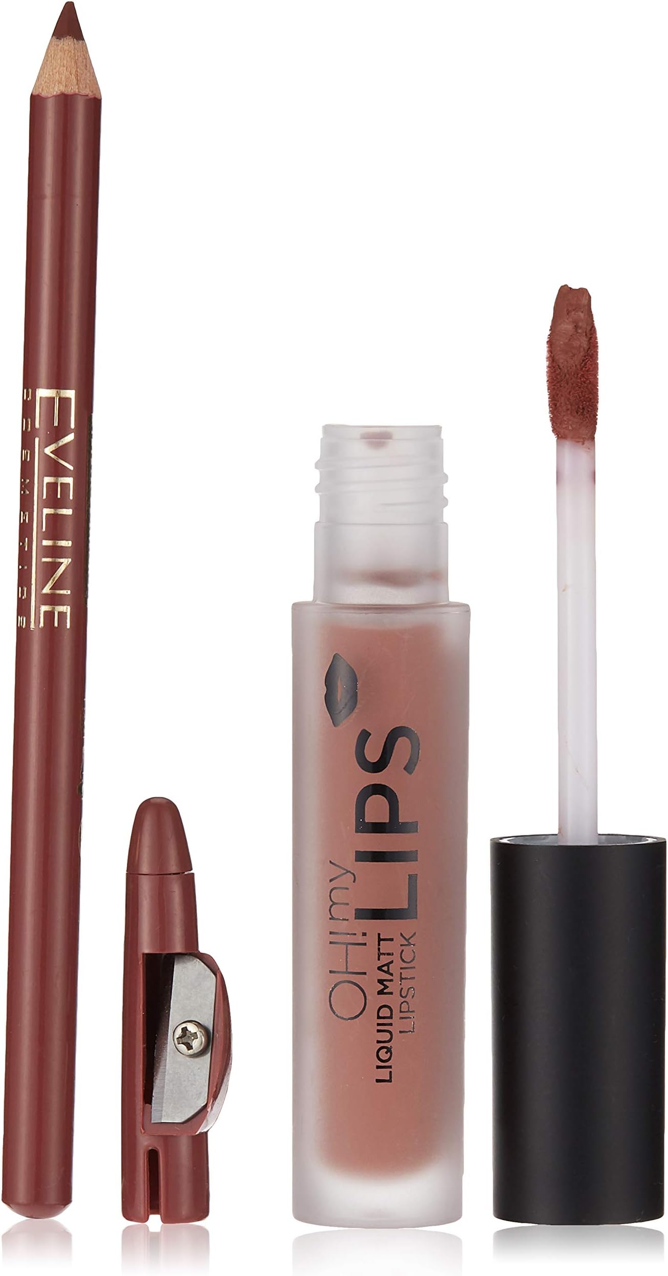 EVENLINE Make Up Oh my lips Liquid Matt Lipstick & Contour Lip Liner No.02, Milky Chocolate, 4.5 ml