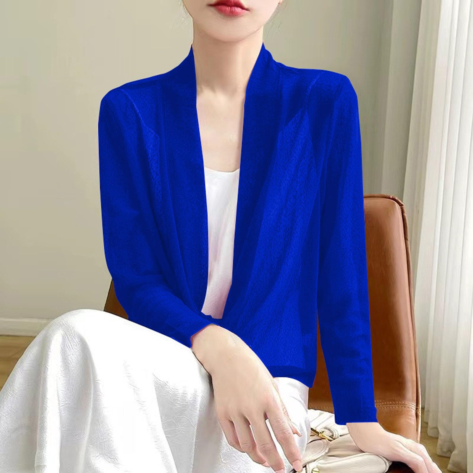 Cocila Cardigan à Manches Longues en De Soie GlacéE pour Femmes Jupe Col V Cardigans Longs HabilléEs Bomber Veste Demi Saison Militaire Saharienne Manteaux Et Blousons Daim sans